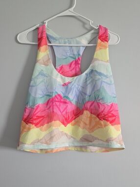 Pro Player Pastel Rainbow Racerback Tank / Sports Bra with Neon Pink Accents 2X